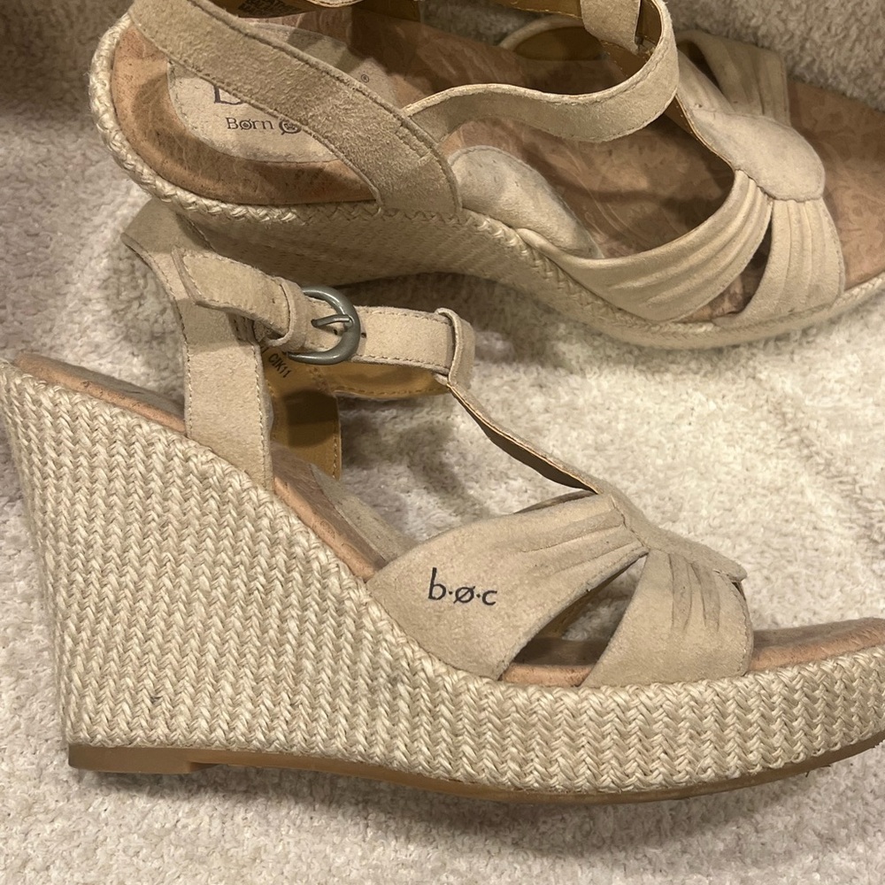 boc Beige Espadrille Wedge Sandals